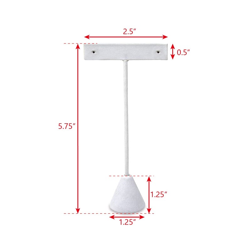 Ikee Design 6 Pcs Set Premium T- Shape Style Earring Display Stand, Earring Stand Jewelry Display for Showroom, Tradeshow, and Showcase, 2 1/2 W x 5 1/2 H in, White Faux Leather - Image 2
